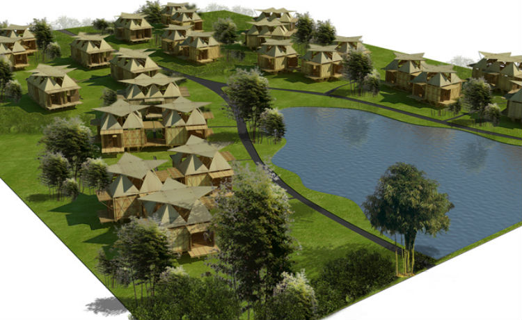 Casas de bambu da Indonésia