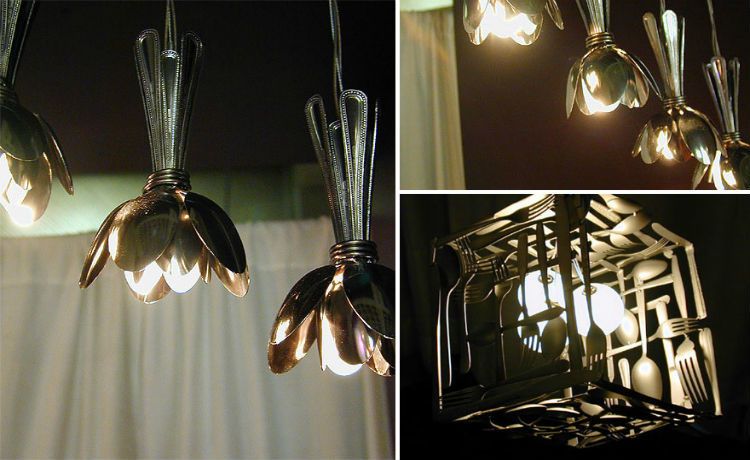 Reuse colheres de metal, garfos e facas