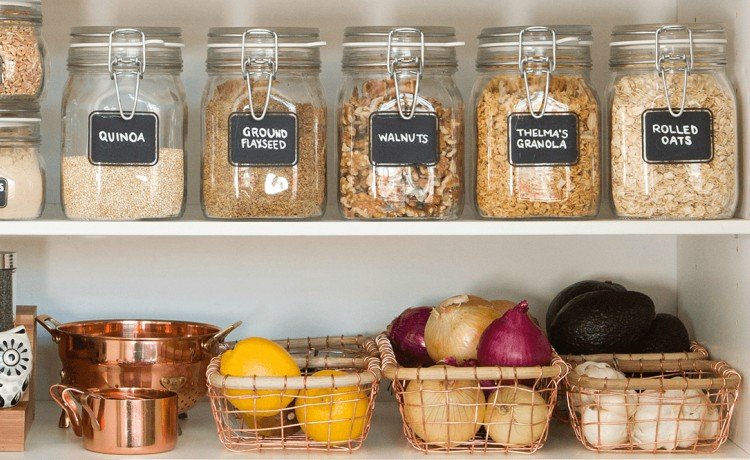 Cozinha sustentável: potes de vidro para produtos a granel