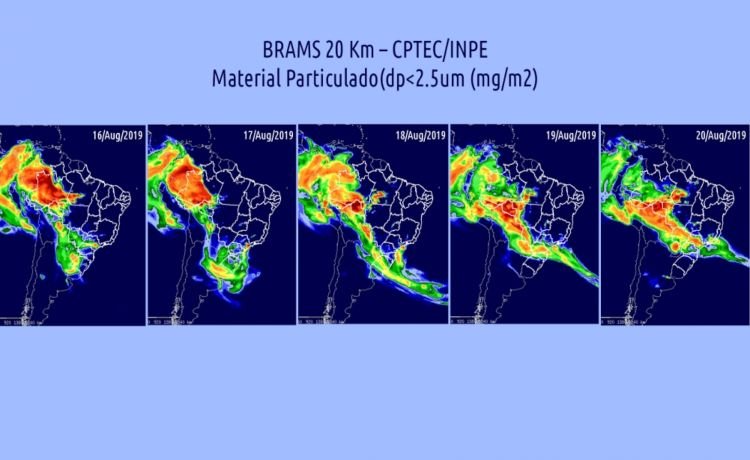 Gráfico descreve movimento da fumaça rumo ao sudeste