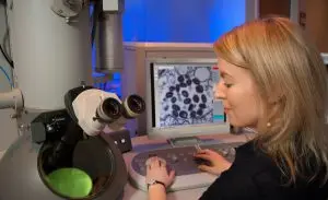 Cientista analisando vírus