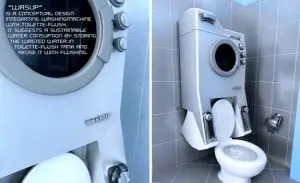 Lava-roupas acoplada a vaso sanitário